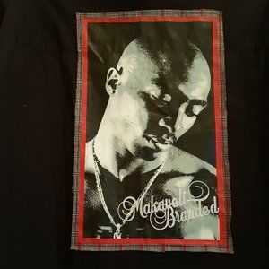 Makaveli Branded Tupac 2Pac Shakur Black L/S Button Front Shirt 4XL Rap Hip-Hop